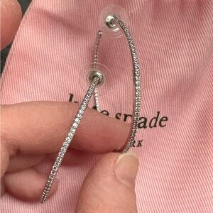 Kate Spade Sparkling Rhinestone Silver Hoop Earrings
